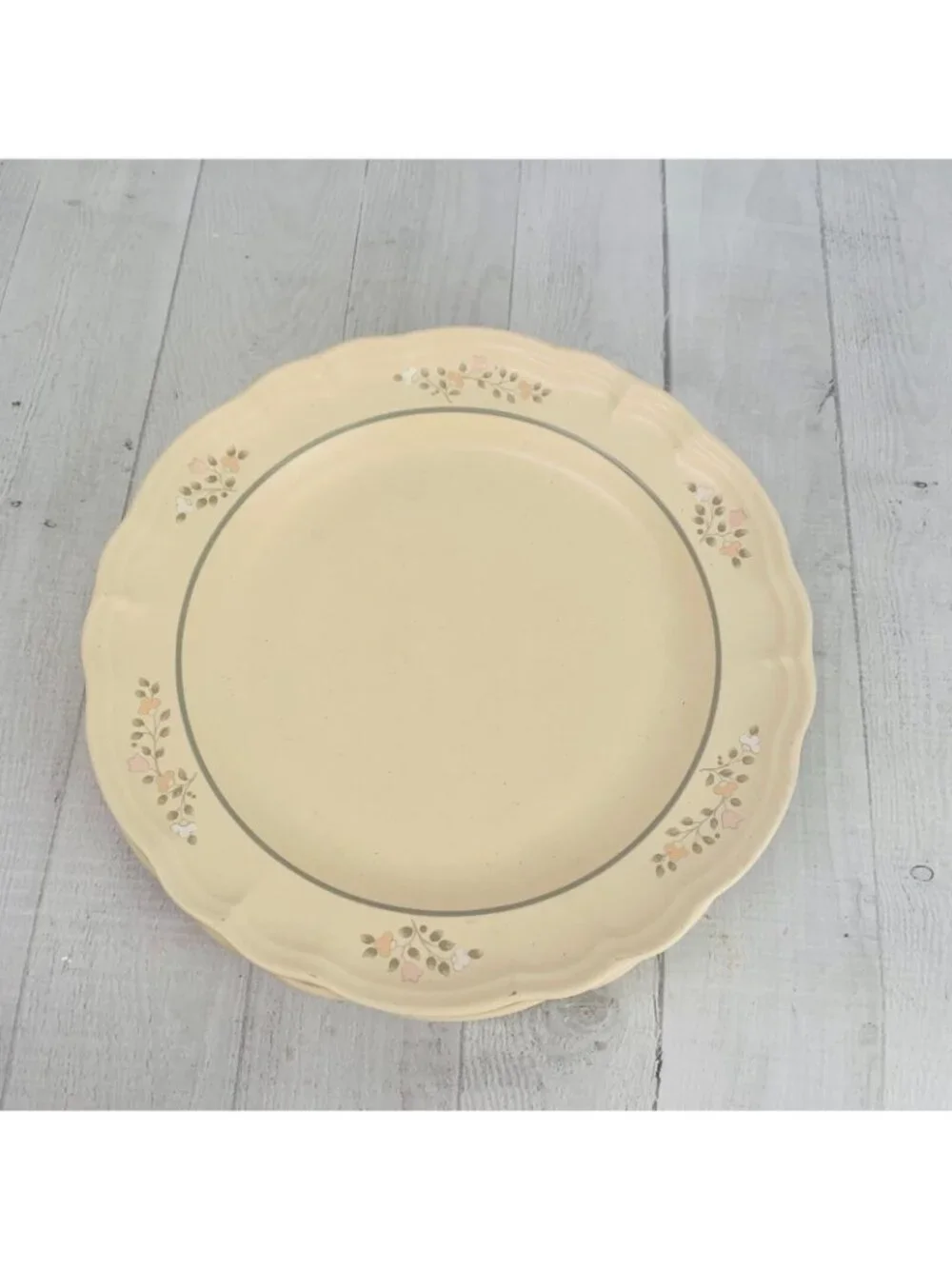 Pfaltzgraff REMEMBRANCE Stoneware Scalloped Floral Rim USA Dinner Plate Set of 4
